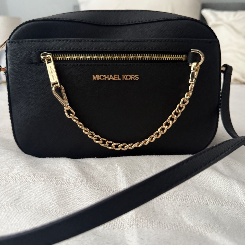 Michael Kors Black Crossbody Bag with Gold Chain